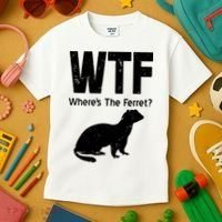 Ferret Wtf Funny Where’s The Ferret Kids T-Shirt thumb 3