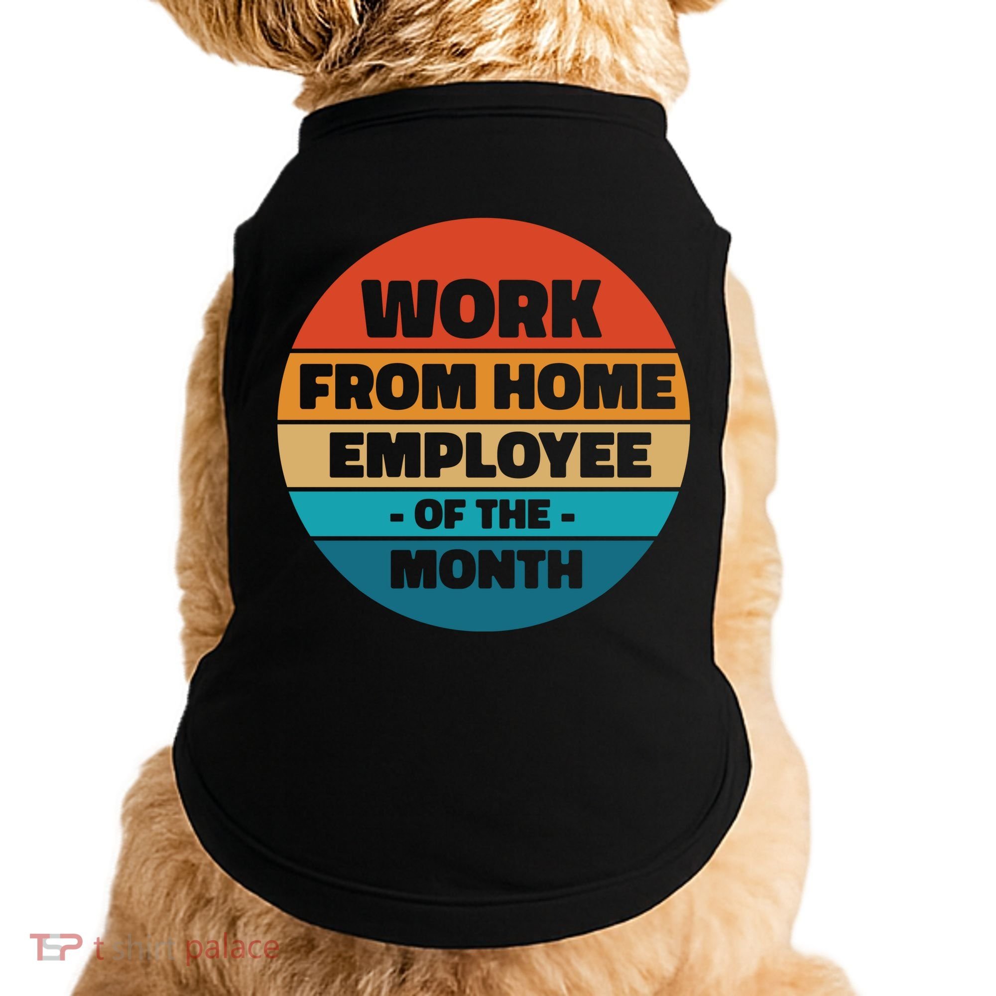 Funny Work From Home Employee Of The Month Retro Doggie Tank