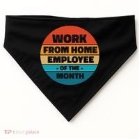 Funny Work From Home Employee Of The Month Retro USA-Made Doggie Bandana thumb 0
