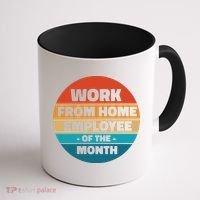 Funny Work From Home Employee Of The Month Retro Coffee Mug thumb 1