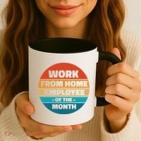 Funny Work From Home Employee Of The Month Retro Coffee Mug thumb 3