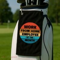 Funny Work From Home Employee Of The Month Retro Golf Towel thumb 2