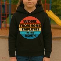 Funny Work From Home Employee Of The Month Retro Kids Hoodie thumb 3