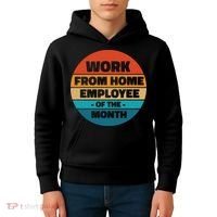 Funny Work From Home Employee Of The Month Retro Kids Hoodie thumb 4