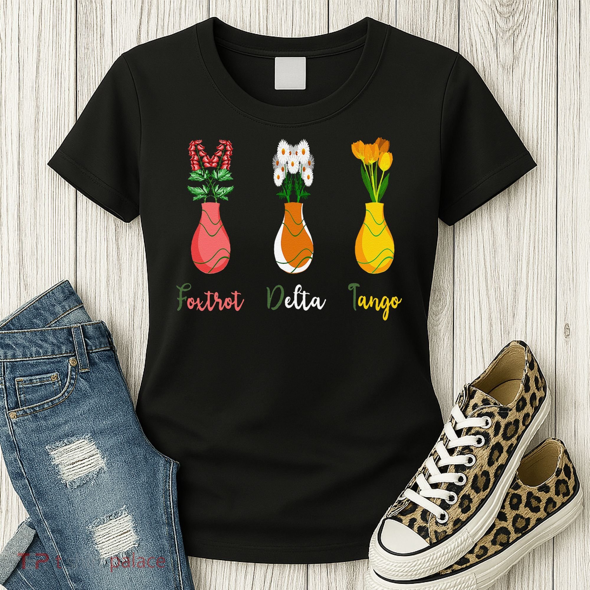 Floral Wildflowers Foxtrots Deltas Tangos Funny Florist Women's T-Shirt