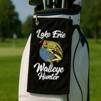 Funny Walleye Fishing Lake Erie Walleye Hunter Golf Towel thumb 2