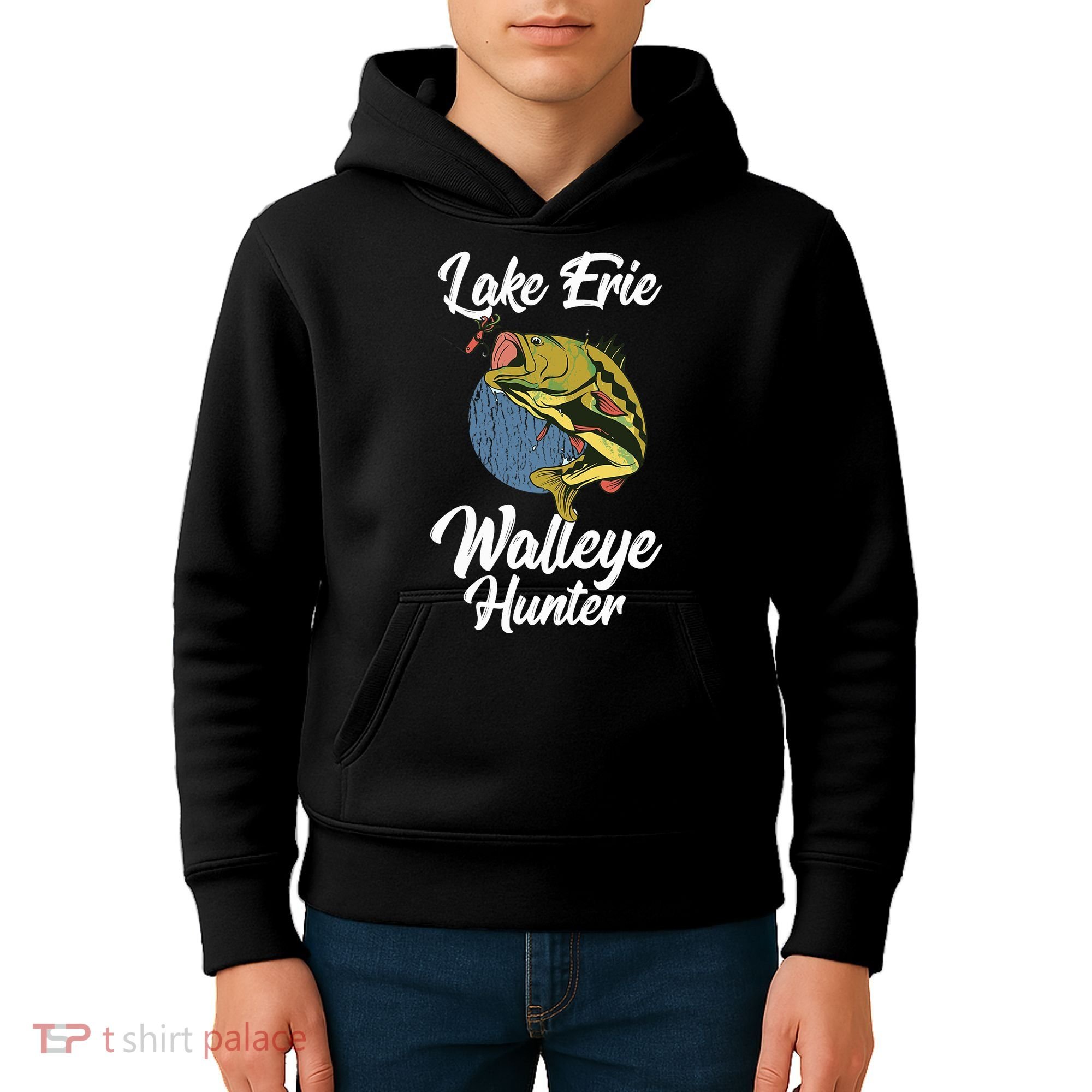 Funny Walleye Fishing Lake Erie Walleye Hunter Kids Hoodie