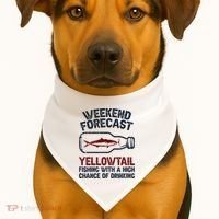 Fisher Weekend Forecast Fishing Fish Yellowtail USA-Made Doggie Bandana thumb 1