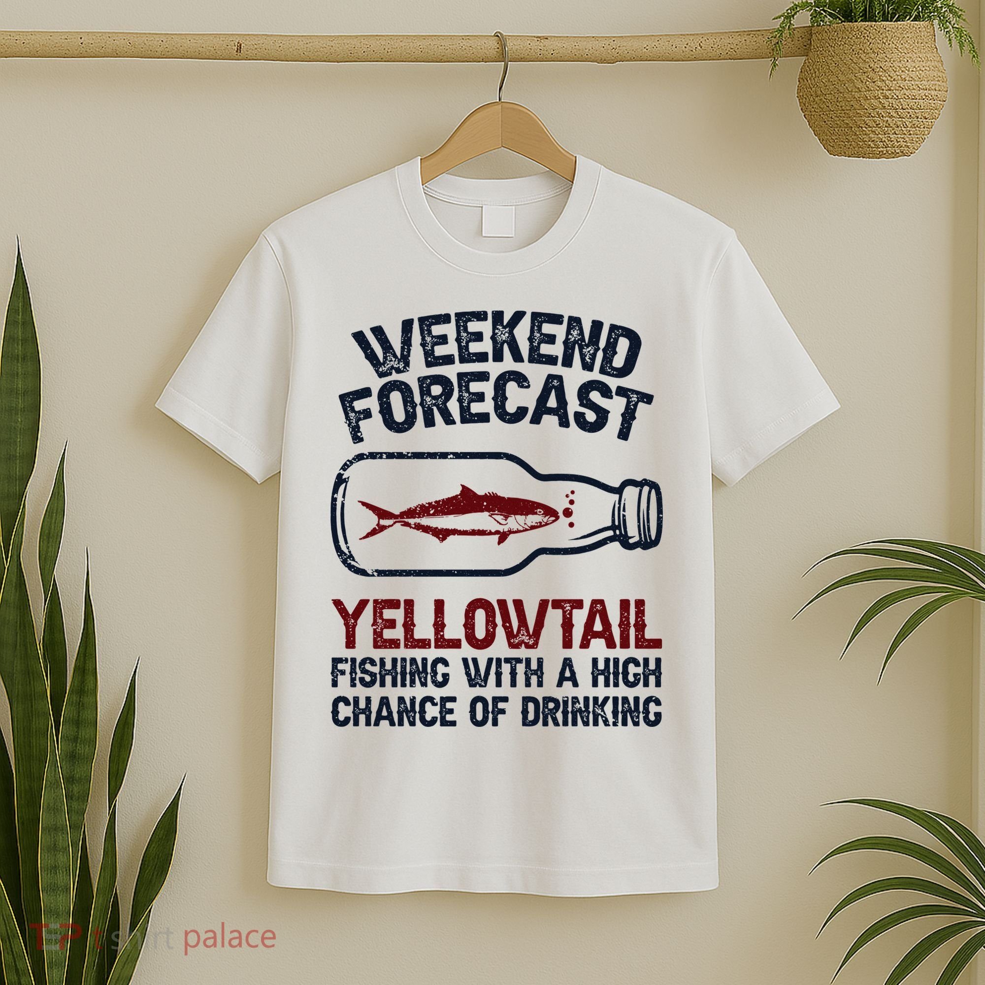 Fisher Weekend Forecast Fishing Fish Yellowtail T-Shirt