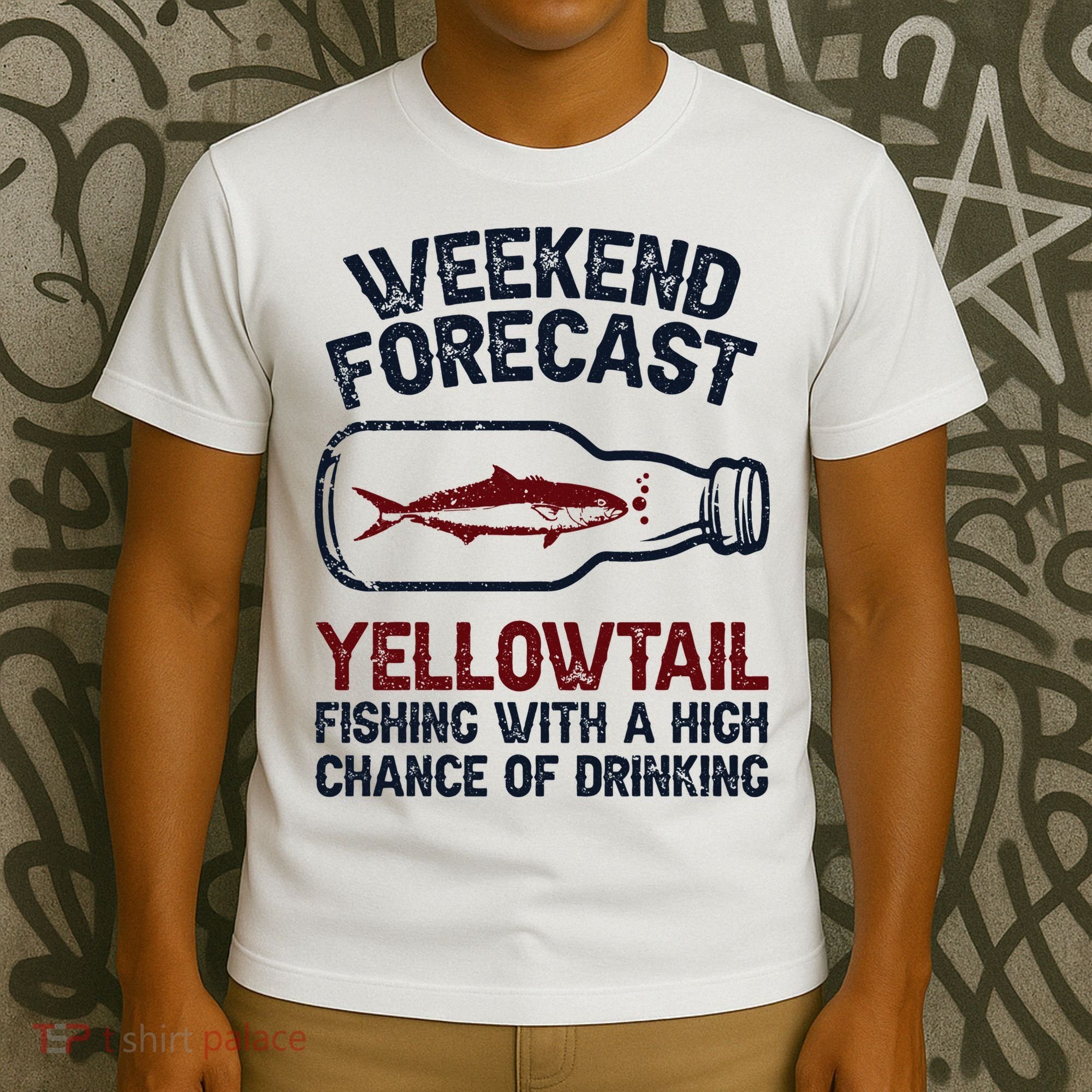 Fisher Weekend Forecast Fishing Fish Yellowtail T-Shirt