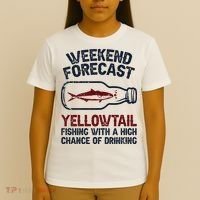 Fisher Weekend Forecast Fishing Fish Yellowtail T-Shirt thumb 4