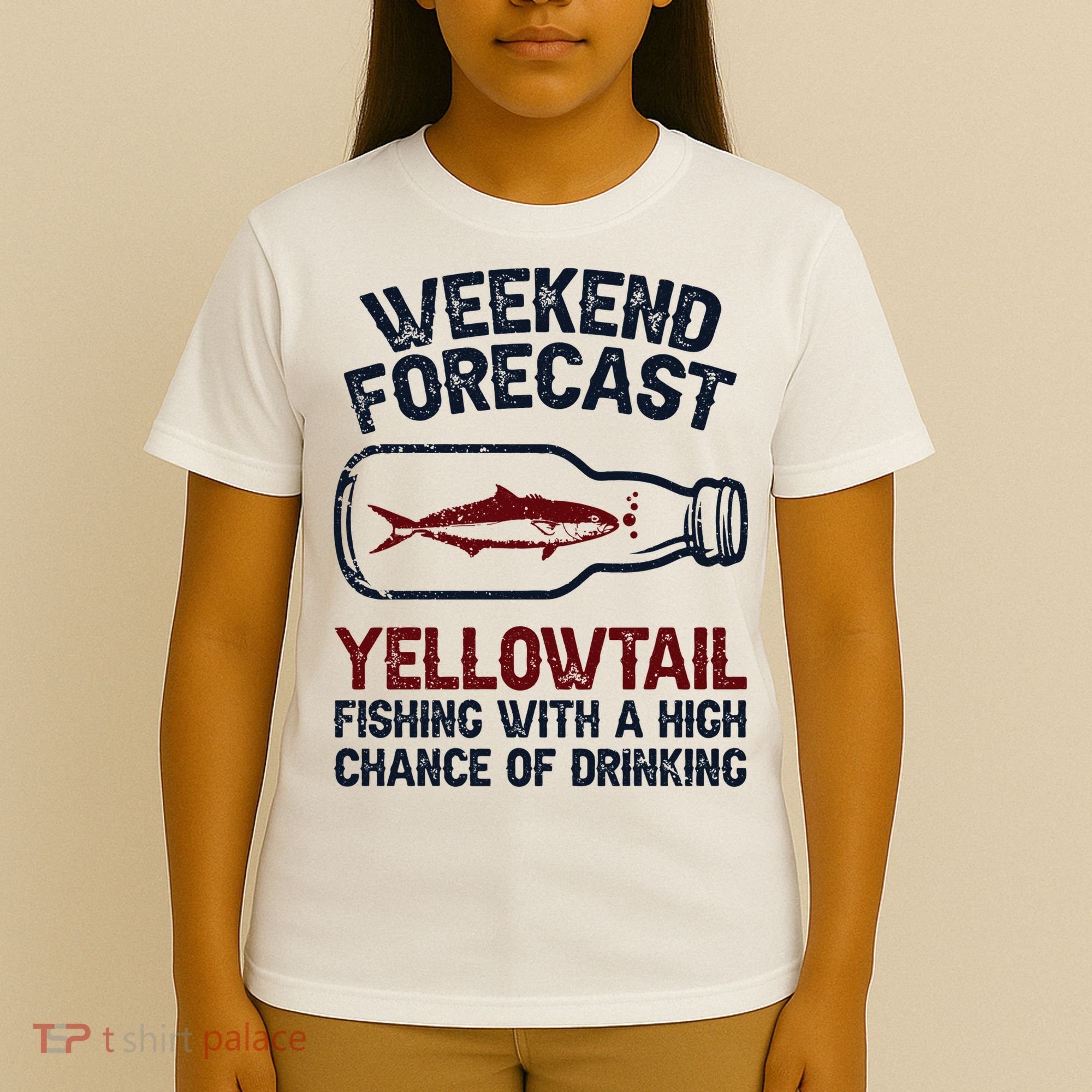 Fisher Weekend Forecast Fishing Fish Yellowtail T-Shirt