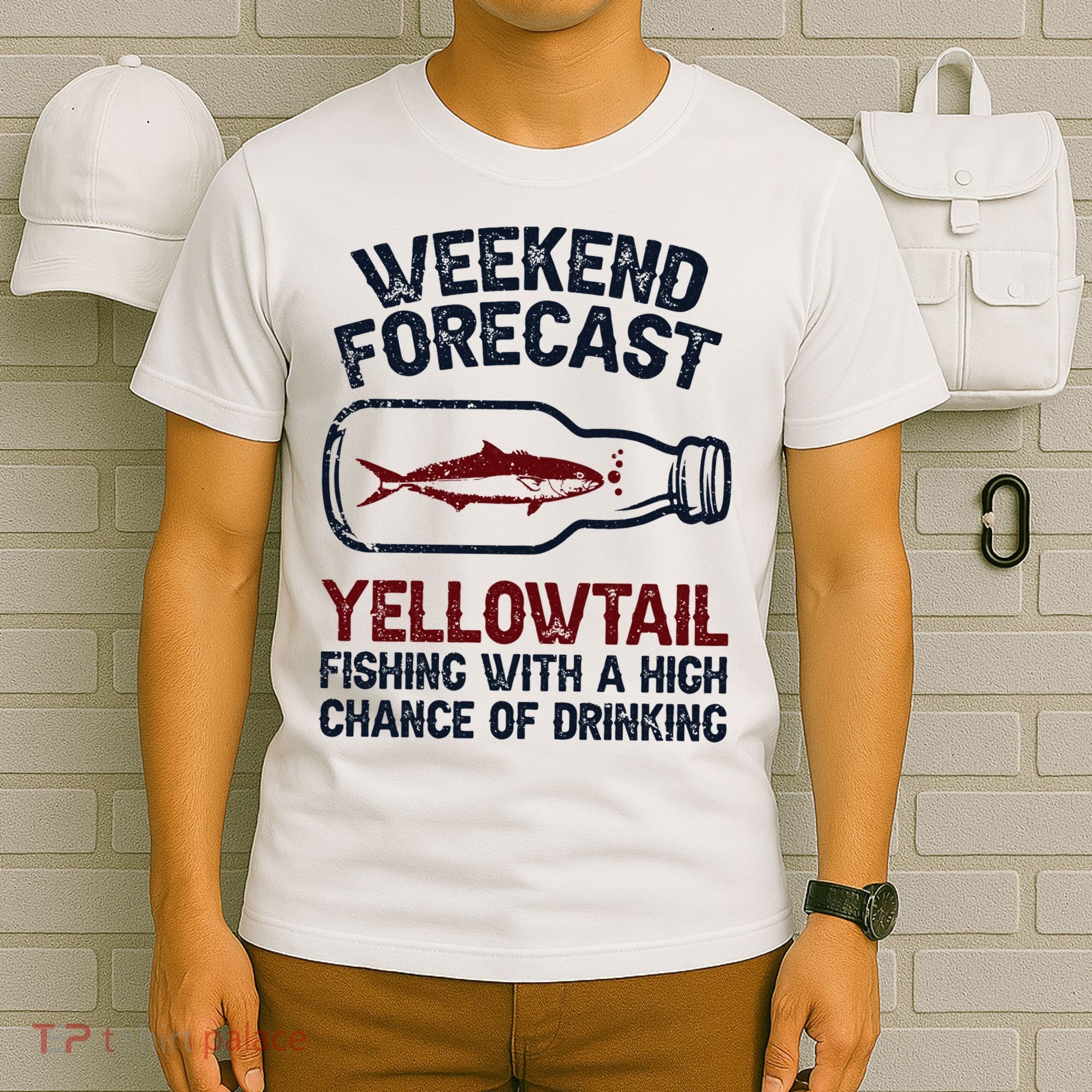Fisher Weekend Forecast Fishing Fish Yellowtail T-Shirt