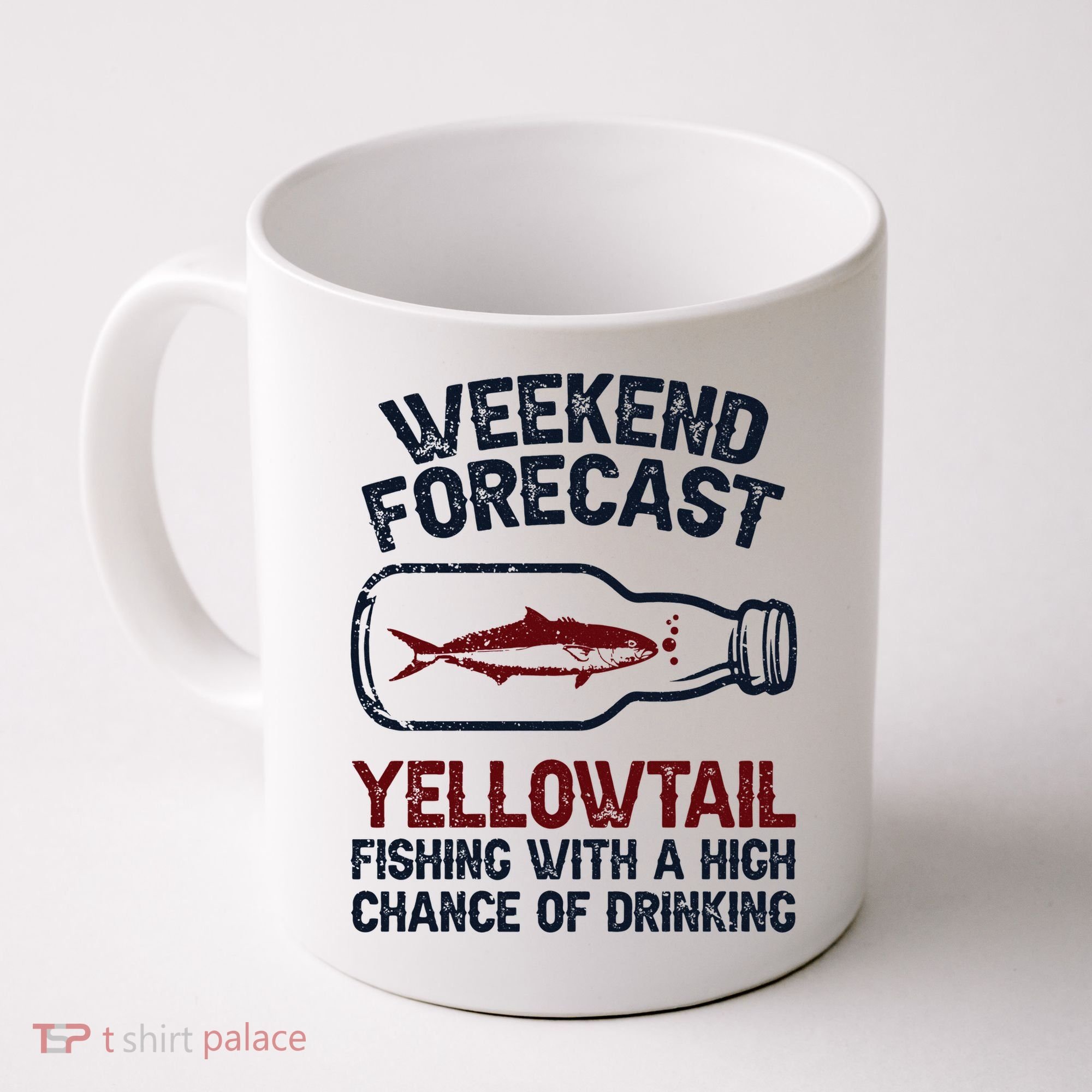 Fisher Weekend Forecast Fishing Fish Yellowtail Coffee Mug