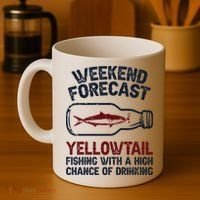 Fisher Weekend Forecast Fishing Fish Yellowtail Coffee Mug thumb 4