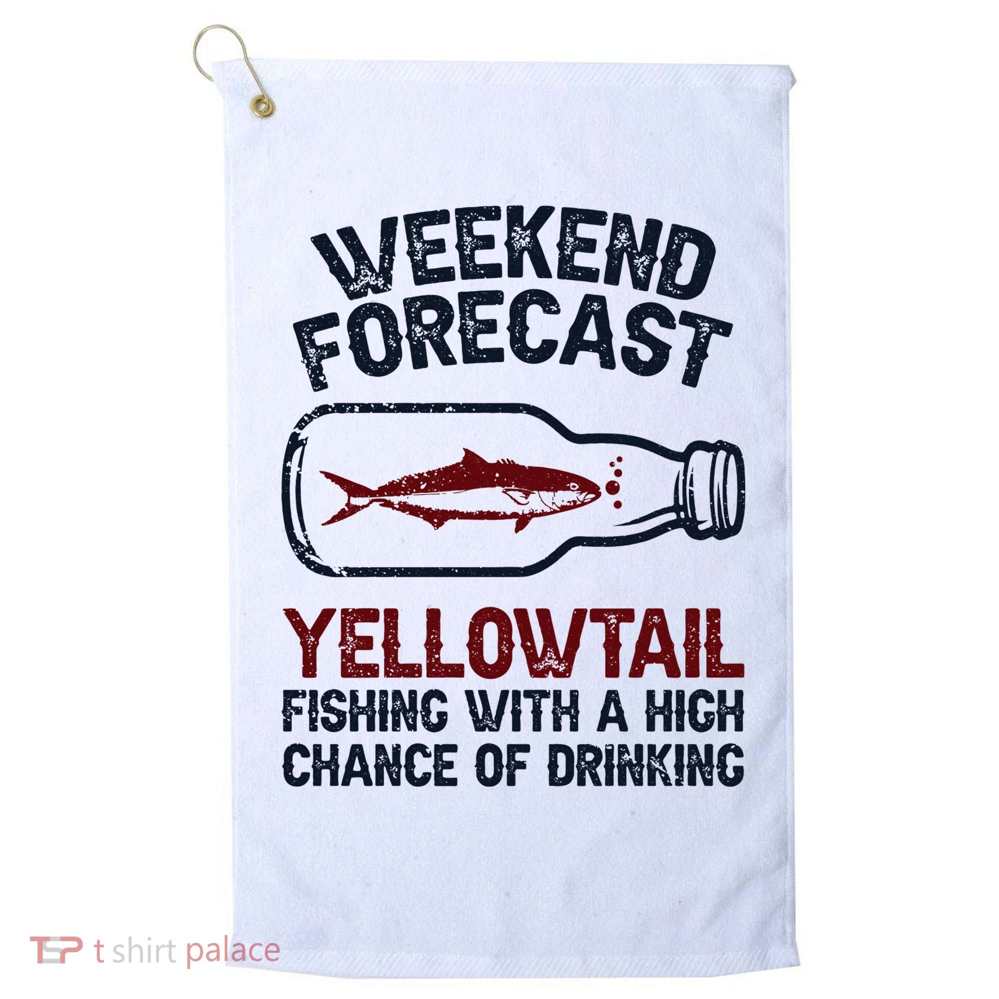 Fisher Weekend Forecast Fishing Fish Yellowtail Golf Towel