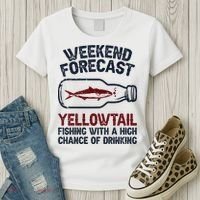 Fisher Weekend Forecast Fishing Fish Yellowtail Women's T-Shirt thumb 3