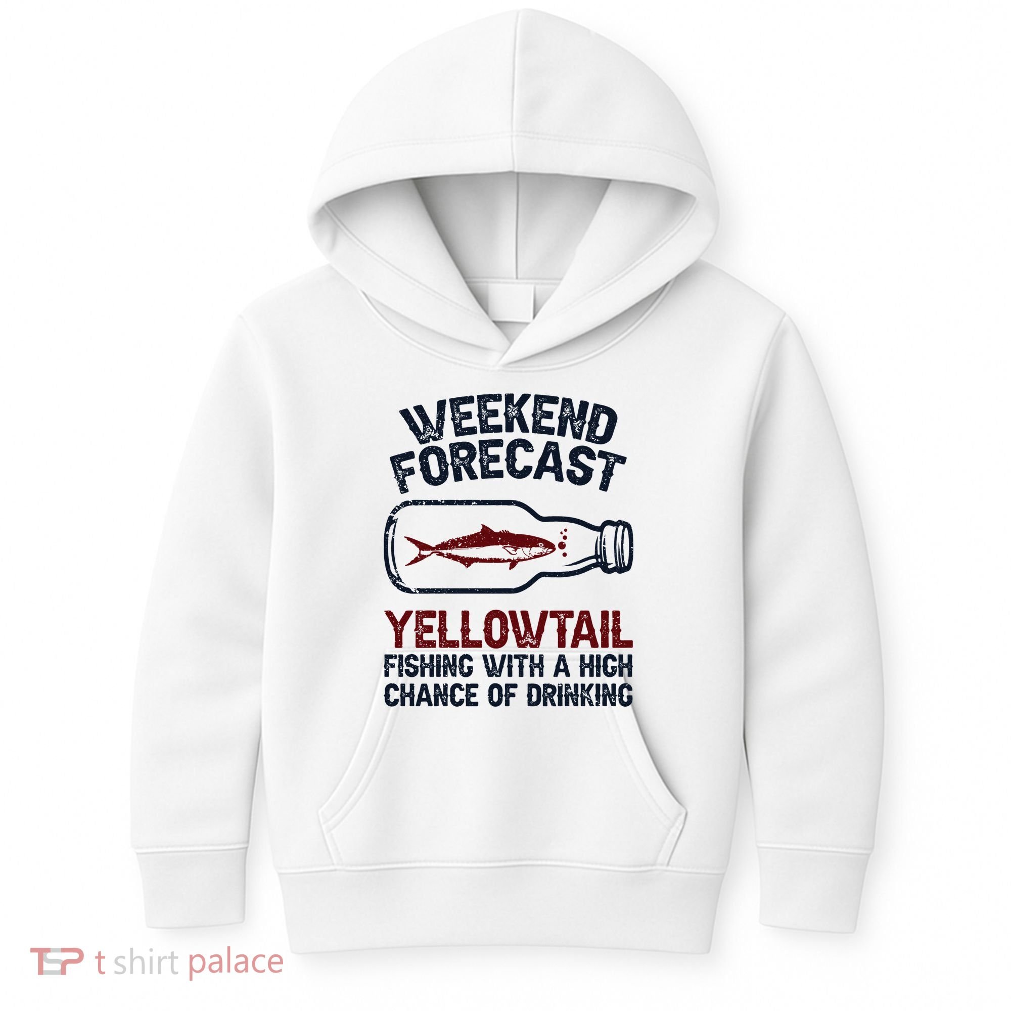 Fisher Weekend Forecast Fishing Fish Yellowtail Kids Hoodie