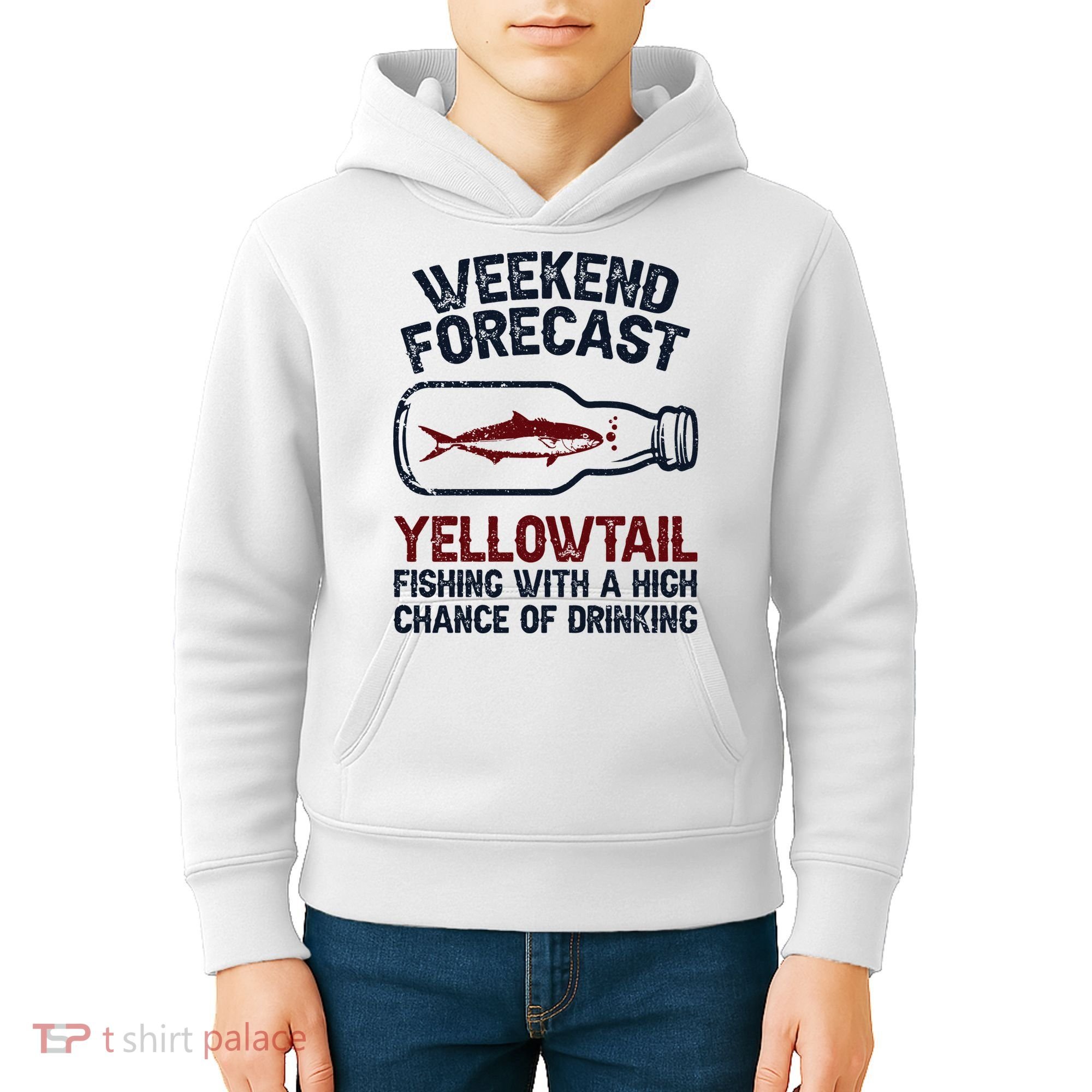 Fisher Weekend Forecast Fishing Fish Yellowtail Kids Hoodie