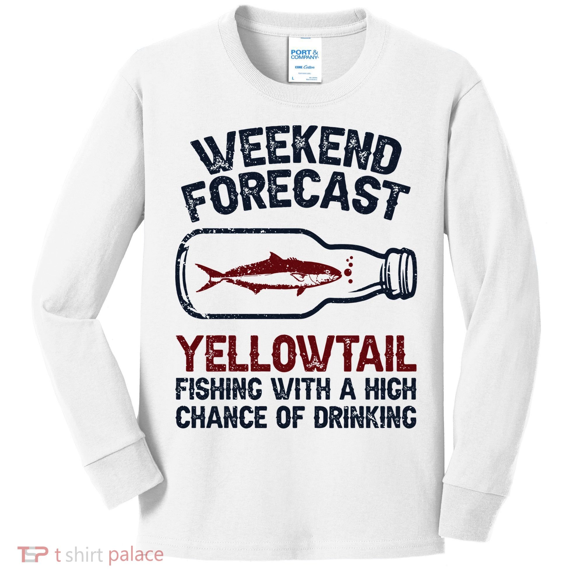Fisher Weekend Forecast Fishing Fish Yellowtail Kids Long Sleeve Shirt
