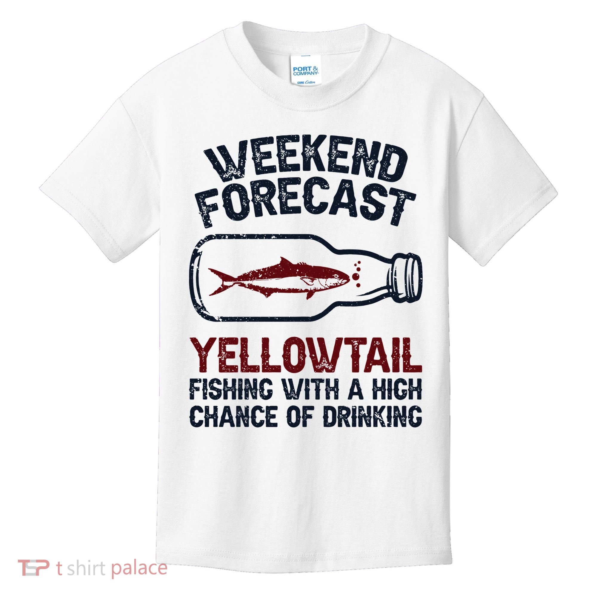 Fisher Weekend Forecast Fishing Fish Yellowtail Kids T-Shirt