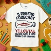 Fisher Weekend Forecast Fishing Fish Yellowtail Kids T-Shirt thumb 3