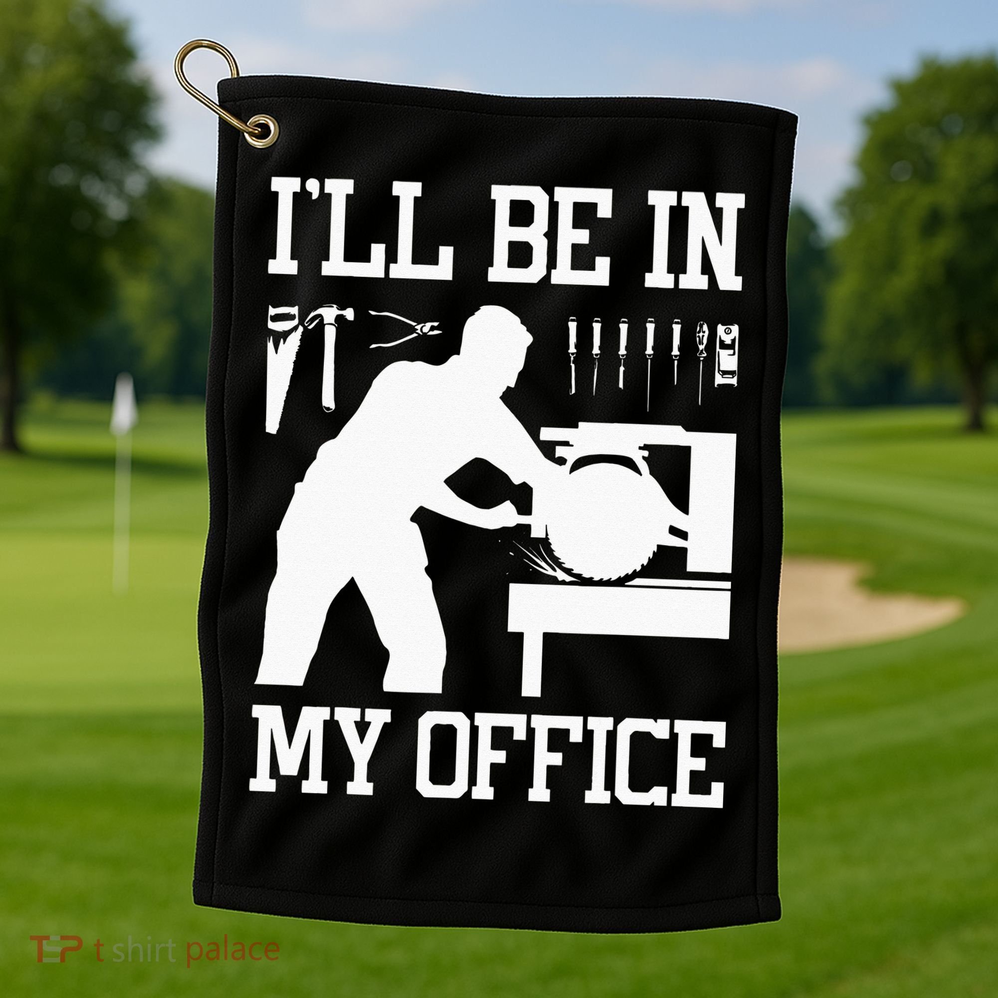 Funny Woodworking Gift For Wo Carpentry Woodworker Golf Towel