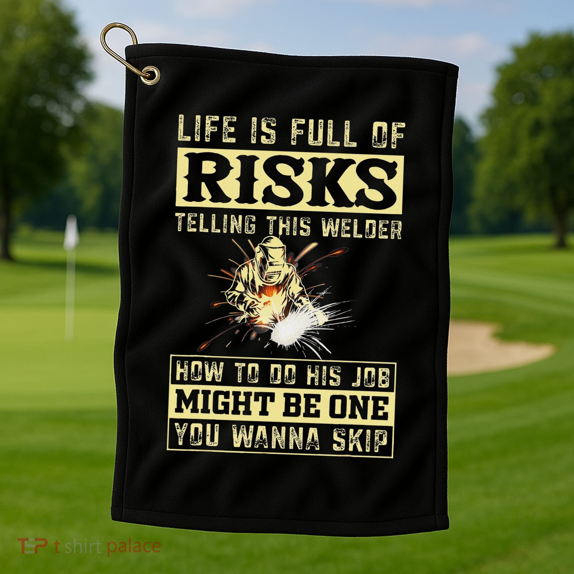 Funny Welding Gear Welder Men Golf Towel