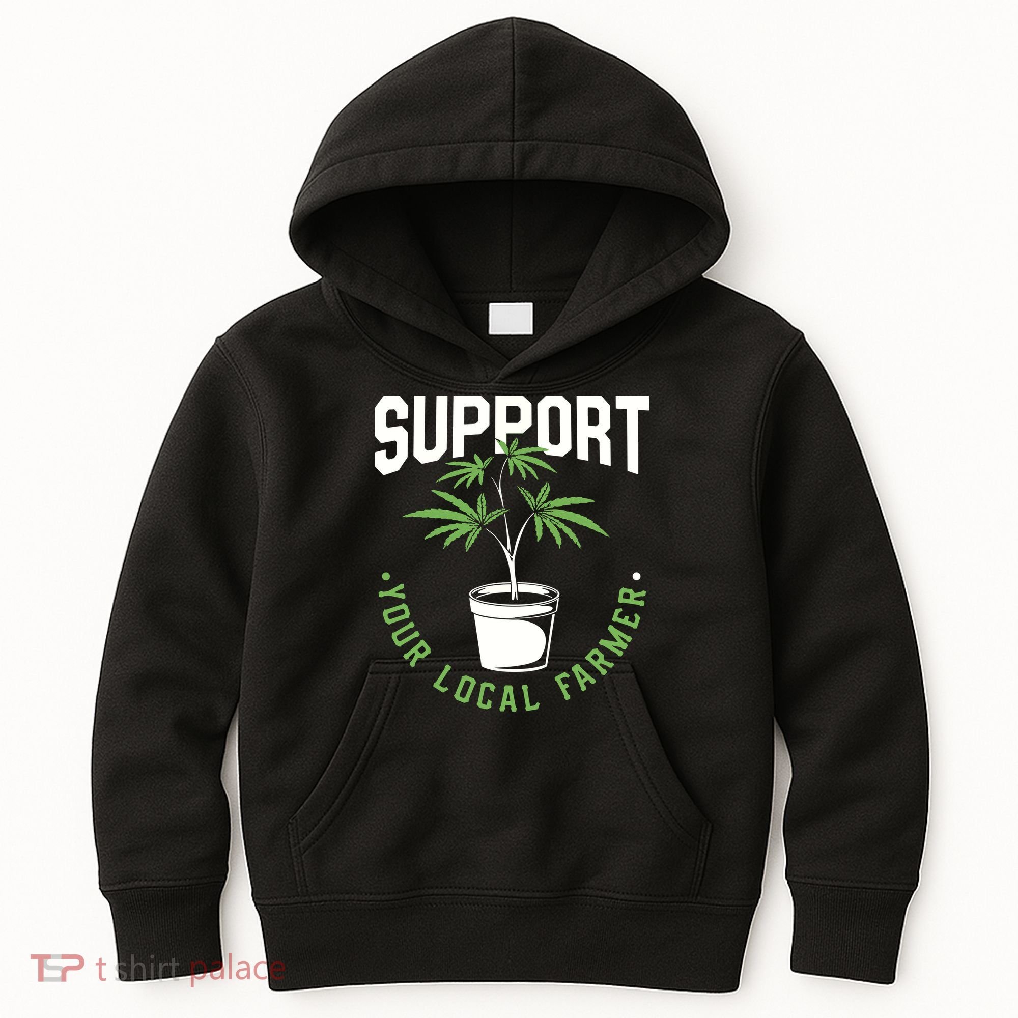 Funny Weed Gift Support Your Local Farmer Local Grower Kids Hoodie