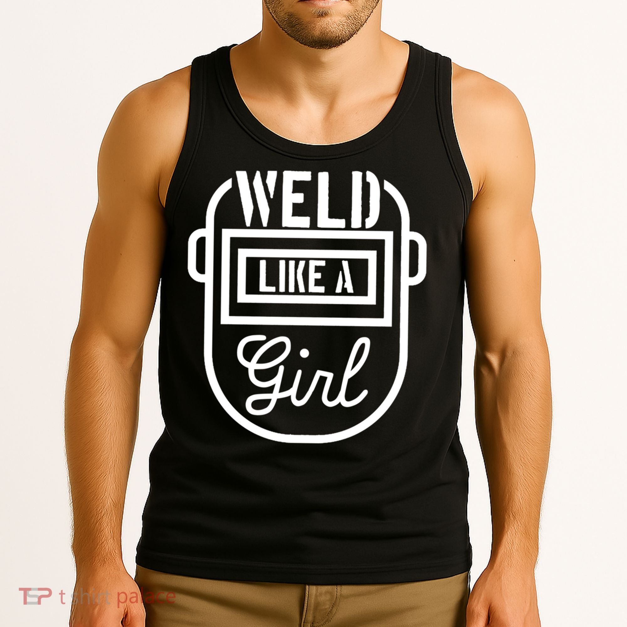 Female Welder Gift Weld Like A Girl Mask Tank Top