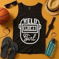 Female Welder Gift Weld Like A Girl Mask Tank Top thumb 4