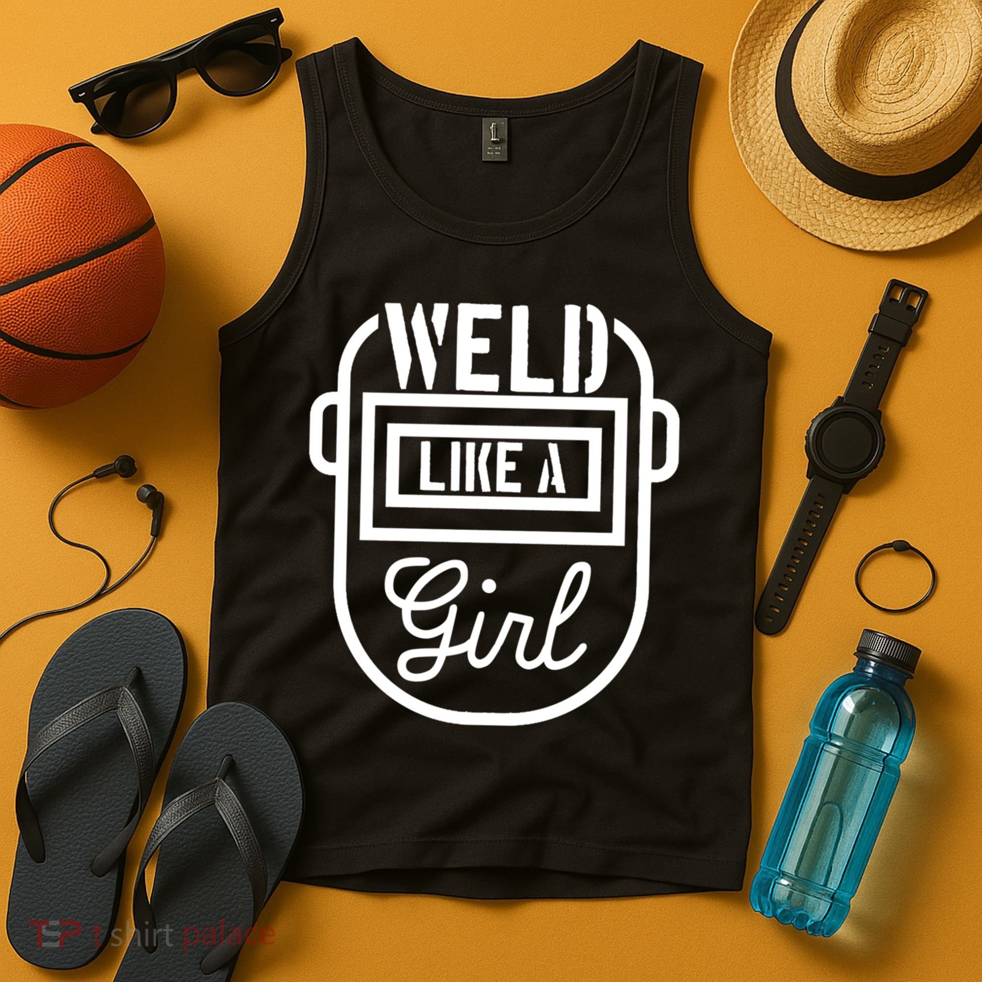 Female Welder Gift Weld Like A Girl Mask Tank Top
