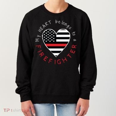 Firefighter Wife Girlfriend Thin Red Line Heart Flag Fire Gift Women's Sweatshirt