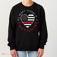 Firefighter Wife Girlfriend Thin Red Line Heart Flag Fire Gift Women's Sweatshirt thumb 0