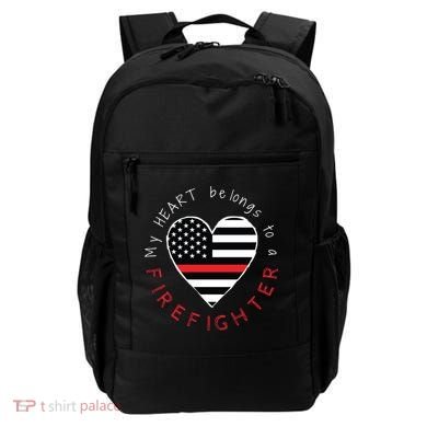 Firefighter Wife Girlfriend Thin Red Line Heart Flag Fire Gift Backpack