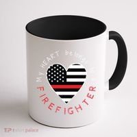 Firefighter Wife Girlfriend Thin Red Line Heart Flag Fire Gift Coffee Mug thumb 1