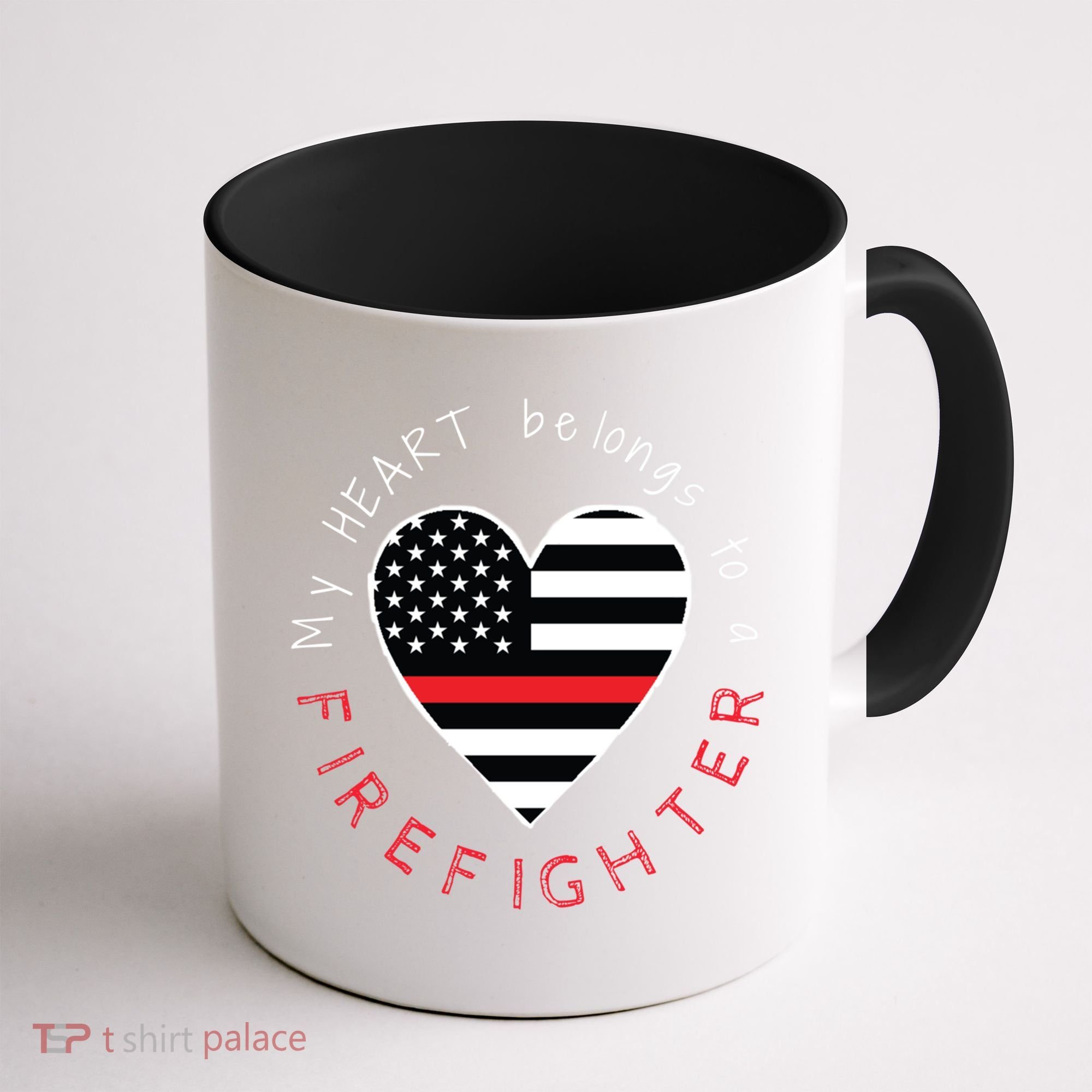 Firefighter Wife Girlfriend Thin Red Line Heart Flag Fire Gift Coffee Mug