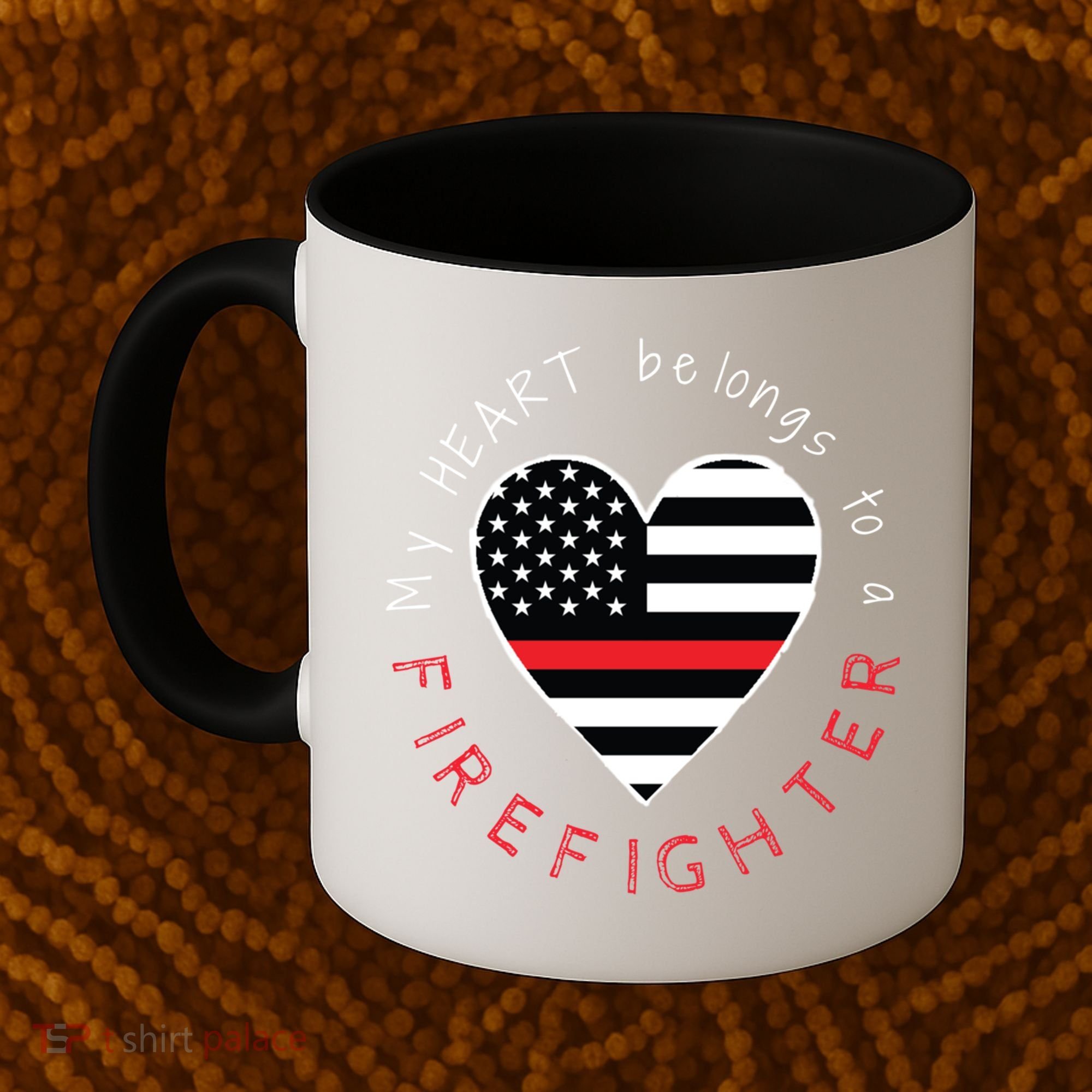 Firefighter Wife Girlfriend Thin Red Line Heart Flag Fire Gift Coffee Mug