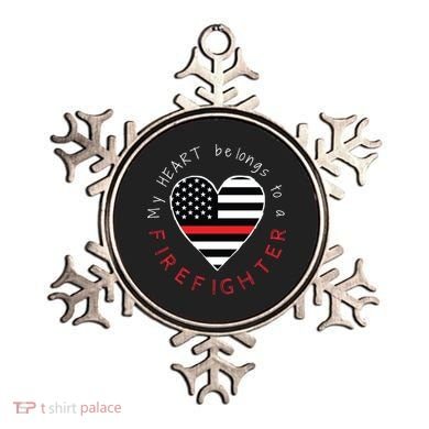 Firefighter Wife Girlfriend Thin Red Line Heart Flag Fire Gift Ornament