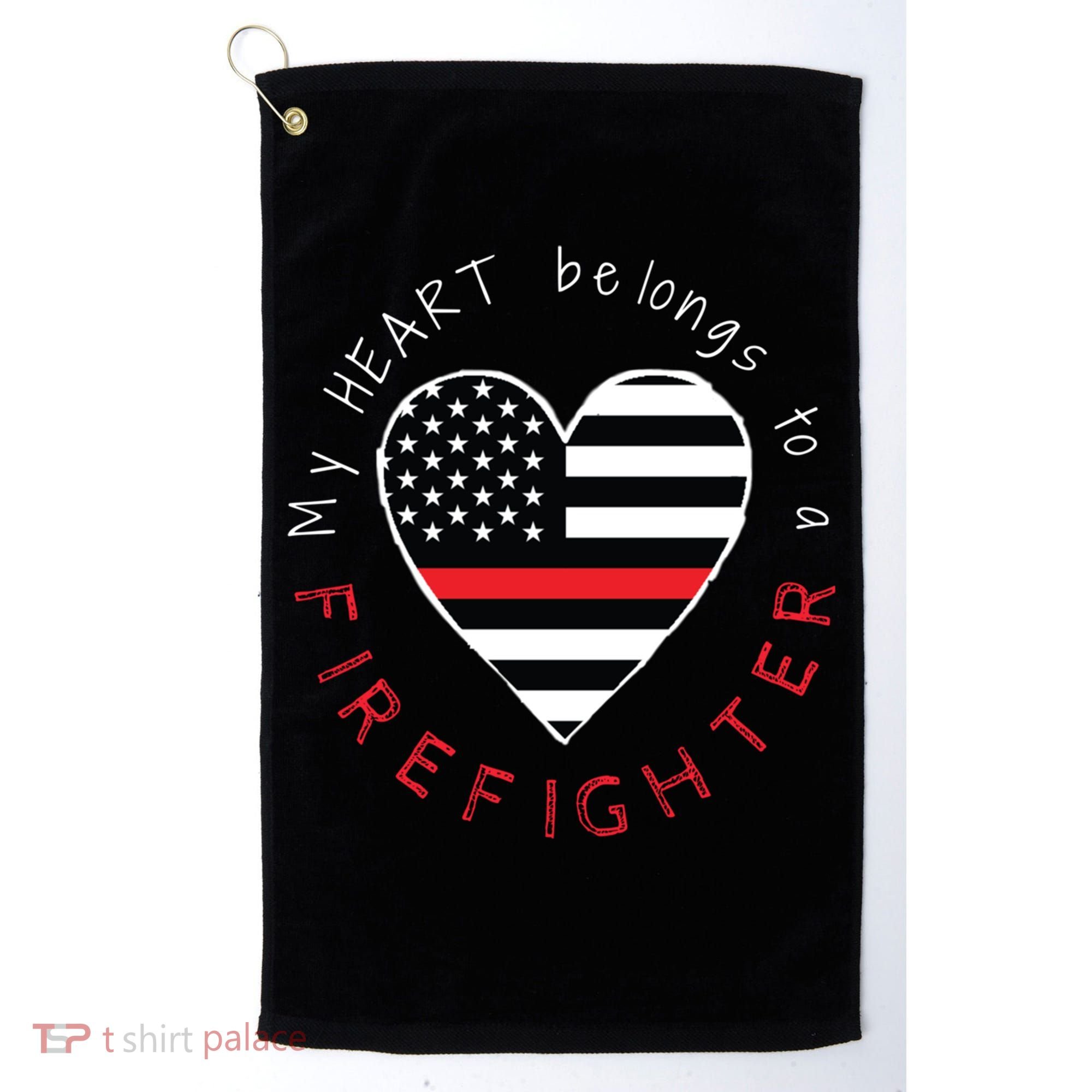 Firefighter Wife Girlfriend Thin Red Line Heart Flag Fire Gift Golf Towel