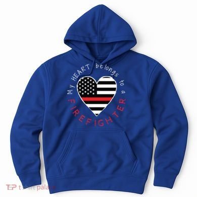 Firefighter Wife Girlfriend Thin Red Line Heart Flag Fire Gift Hoodie