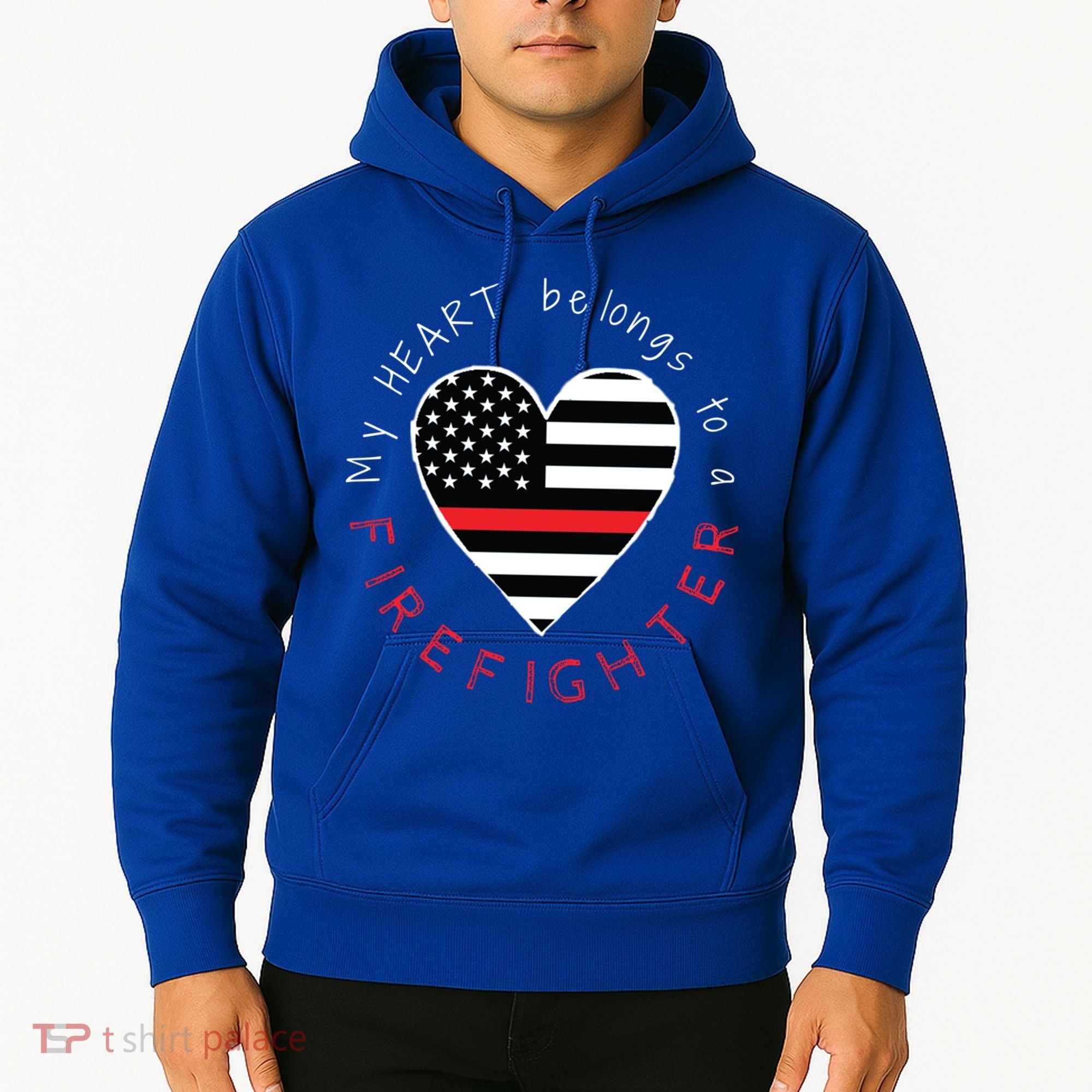 Firefighter Wife Girlfriend Thin Red Line Heart Flag Fire Gift Hoodie
