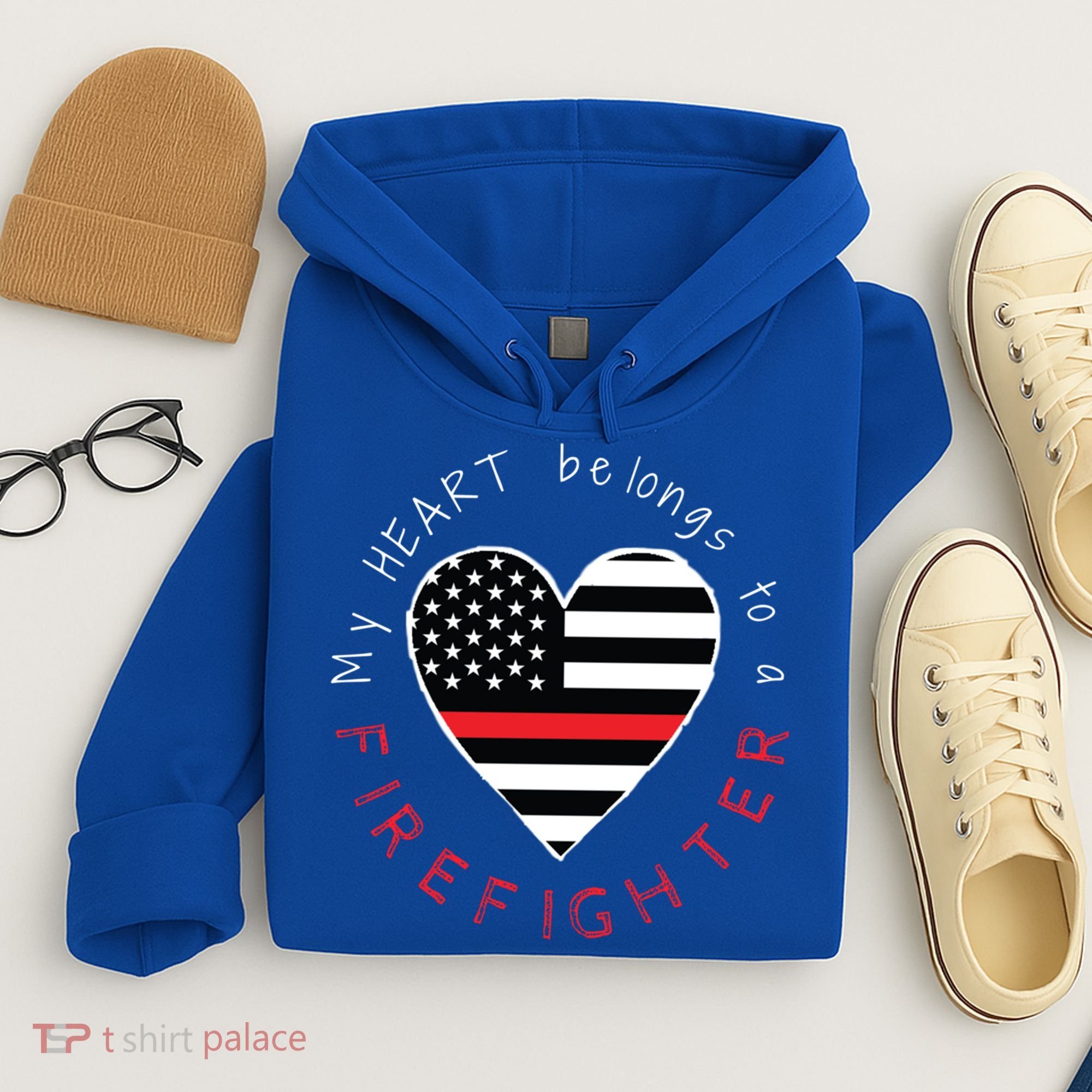 Firefighter Wife Girlfriend Thin Red Line Heart Flag Fire Gift Hoodie