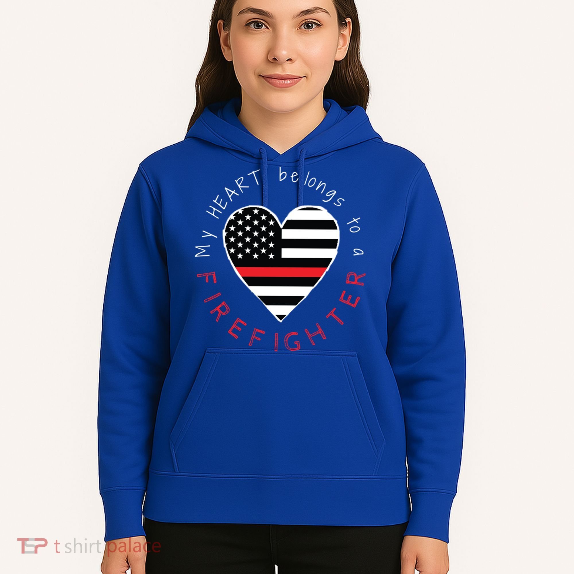 Firefighter Wife Girlfriend Thin Red Line Heart Flag Fire Gift Hoodie