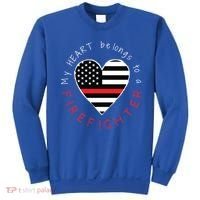Firefighter Wife Girlfriend Thin Red Line Heart Flag Fire Gift Sweatshirt thumb 0