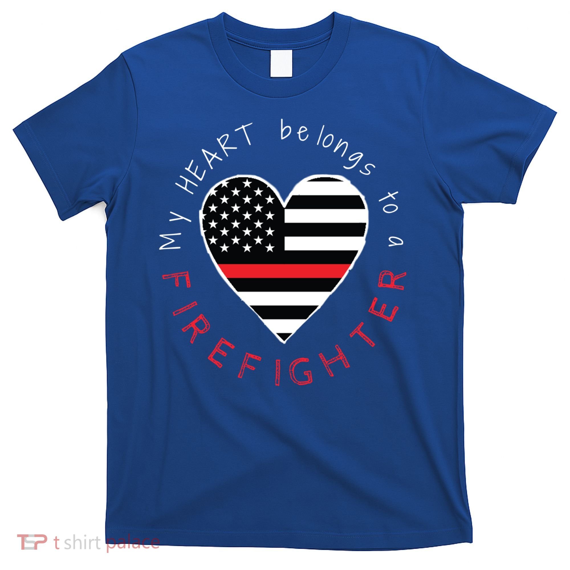 Firefighter Wife Girlfriend Thin Red Line Heart Flag Fire Gift T-Shirt