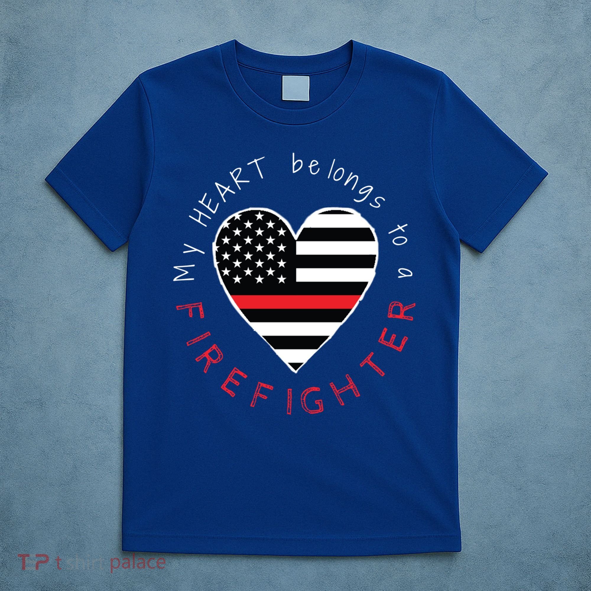 Firefighter Wife Girlfriend Thin Red Line Heart Flag Fire Gift T-Shirt