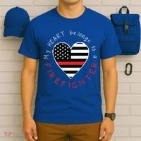 Firefighter Wife Girlfriend Thin Red Line Heart Flag Fire Gift T-Shirt thumb 6