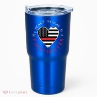 Firefighter Wife Girlfriend Thin Red Line Heart Flag Fire Gift Tumbler thumb 0