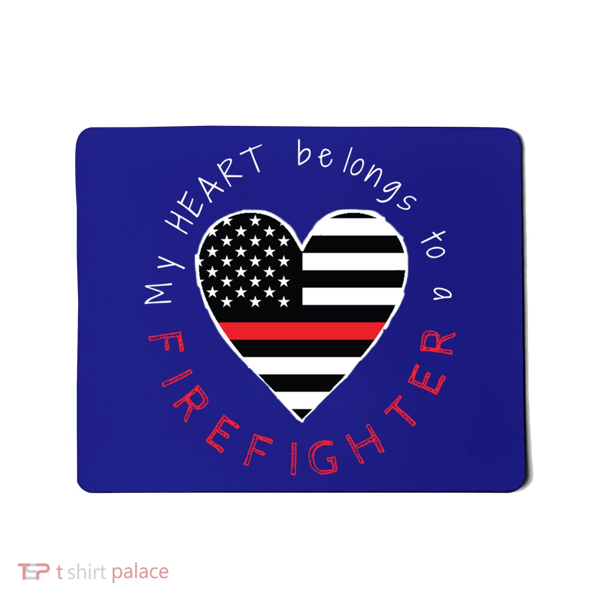 Firefighter Wife Girlfriend Thin Red Line Heart Flag Fire Gift Mousepad